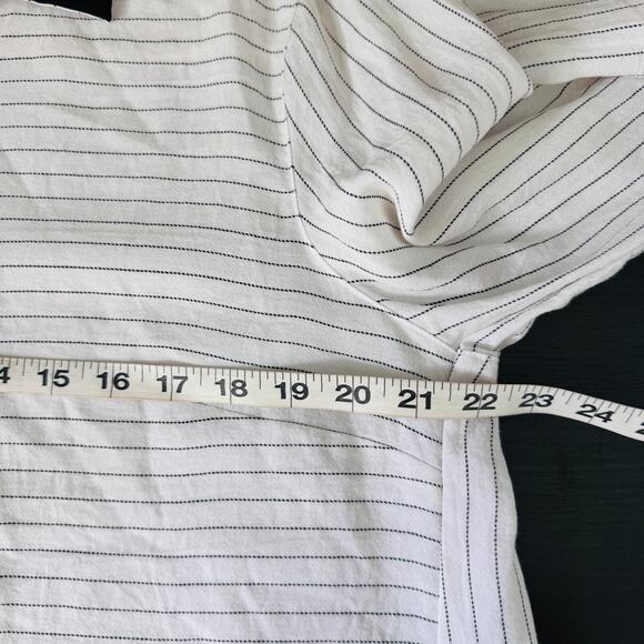 John Mark Top Womens Large Stripe Pinstripe Button Up Tunic Blouse Shirt Classic - Picture 8 of 10